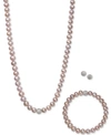 BELLE DE MER WHITE, GRAY OR PINK CULTURED FRESHWATER PEARL (7MM) & CRYSTAL COLLAR JEWELRY SET