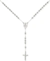Legacy For Men By Simone I. Smith Beaded Cross 24" Rosary Necklace In Stainless Steel In Stainless Steel