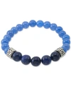 Legacy For Men By Simone I. Smith Dyed Black Lapis Lazuli (10mm) & Blue Agate (8mm) Men's Stretch Bracelet In Stainless Steel In Stainless Steel