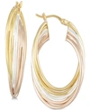 SIMONE I. SMITH TRICOLOR MULTI-RING HOOP EARRINGS IN STERLING SILVER AND 18K GOLD & ROSE GOLD OVER STERLING SILVER