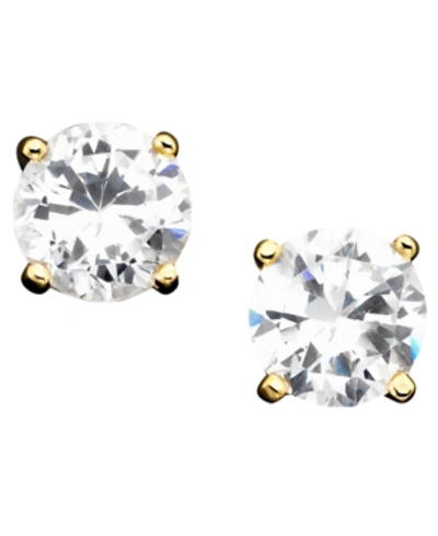Giani Bernini Cubic Zirconia Sterling Silver Stud Earrings, Created For Macy's In Yellow Gold Plated Silver