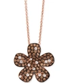 Le Vian Red Carpet Diamond Flower 18" Pendant Necklace (1-3/8 Ct. T.w.) In 14k Rose Gold In Rose Gold