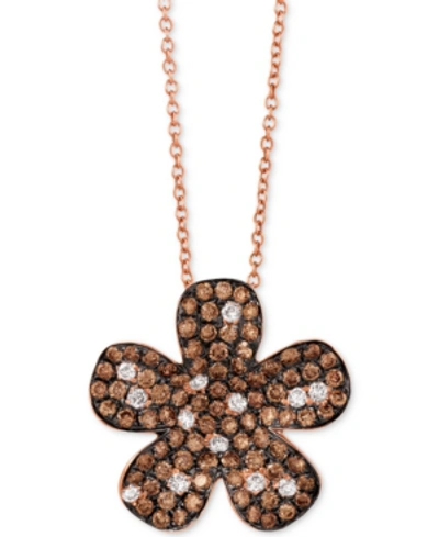Le Vian Red Carpet Diamond Flower 18" Pendant Necklace (1-3/8 Ct. T.w.) In 14k Rose Gold