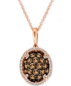 Le Vian Chocolatier Diamond Oval Cluster 18" Pendant Necklace (3/4 Ct. T.w.) In 14k Rose Gold In Rose Gold