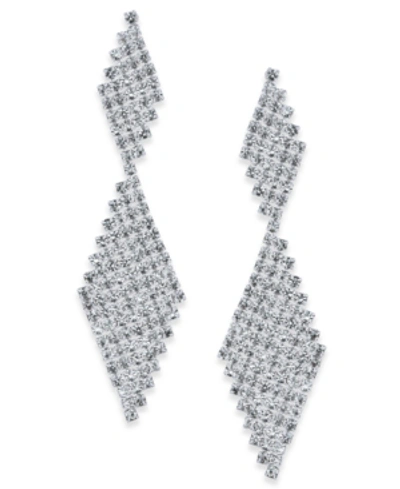 Inc International Concepts Crystal Mesh Drop Earrings, Created For Macy's In Silver