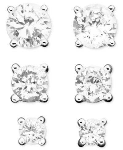 GIANI BERNINI 3-PC. CUBIC ZIRCONIA STERLING SILVER STUD EARRINGS IN 18K ROSE GOLD-PLATED, 18K GOLD-PLATED AND STER