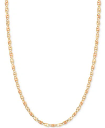 Italian Gold 18" Tri-color Valentina Chain Necklace (1/5mm) In 14k Gold, White Gold & Rose Gold