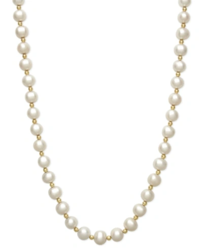 Belle De Mer Cultured Freshwater Pearl (7-1/2mm) And Bead Necklace In 14k Gold In No Color