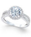 Arabella Cubic Zirconia Rounded Split Shank Ring In Sterling Silver, Created For Macy's In Sterling Silver