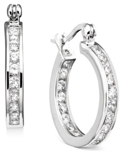 Giani Bernini Small Cubic Zirconia Inside Out Hoop Earrings In Sterling Silver, 0.75", Created For Macy's