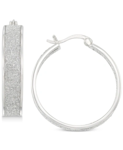 Simone I. Smith Glitter Hoop Earrings In Sterling Silver