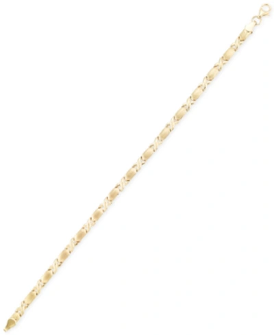 Italian Gold Satin Finish Xo Bracelet In 10k Gold In Yellow Gold