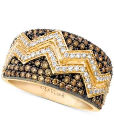 Le Vian Chocolatier Chevron Diamond Pave Band (1 Ct. T.w.) In 14k Gold In Yellow Gold