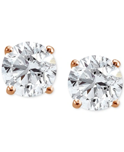 Giani Bernini Cubic Zirconia Sterling Silver Stud Earrings, Created For Macy's In Rose Gold Plated Silver