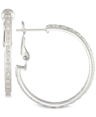 Simone I. Smith Cubic Zirconia Hoop Earrings In Sterling Silver