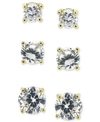 Giani Bernini 3-pc. Cubic Zirconia Sterling Silver Stud Earrings In 18k Rose Gold-plated, 18k Gold-plated And Ster In Gold