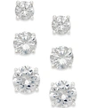 Giani Bernini Cubic Zirconia Stud Earring Set In 18k Gold Over Sterling Silver Or Sterling Silver, Created For Mac In Silver