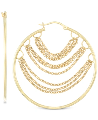 Simone I. Smith Chain Hoop Earrings In Yellow Gold Over Silver