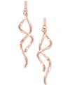 ITALIAN GOLD TWISTY BAR DROP EARRINGS IN 14K ROSE GOLD