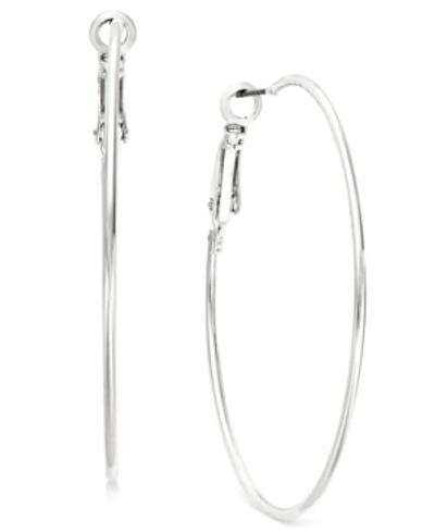 Inc International Concepts Silver-tone Slim Hoop Earrings 1-3/4", Created For Macy's