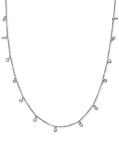 Giani Bernini Cubic Zirconia Dangle Chain Necklace In Sterling Silver, 16" + 2" Extender, Created For Macy's