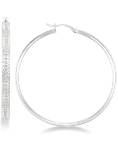 Simone I. Smith Textured Hoop Earrings In Sterling Silver