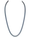 Esquire Men's Jewelry Fox Chain Necklace In Stainless Steel And Blue Ion-plate, Created For Macy's In Silver