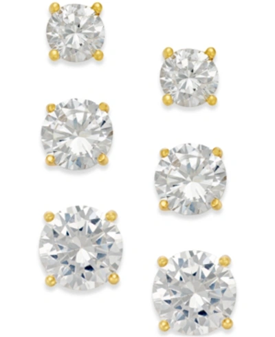 Giani Bernini Cubic Zirconia Stud Earring Set In 18k Gold Over Sterling Silver Or Sterling Silver, Created For Mac In Yellow Gold