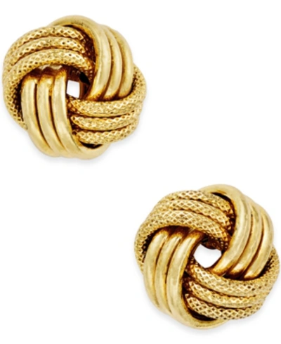 Italian Gold Love Knot Polished & Textured Stud Earrings In 14k Gold In Yellow Gold