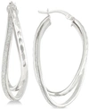 Simone I. Smith Glitter Twist Double Oval Hoop Earrings In Sterling Silver In Silver