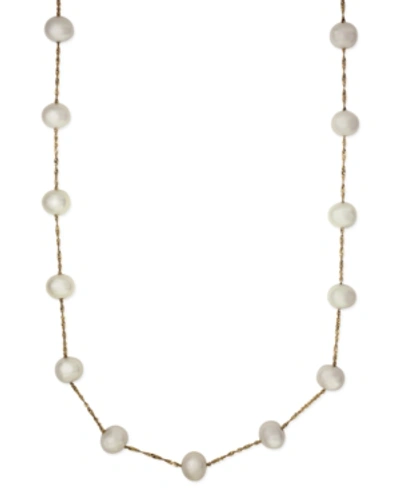 Effy Collection Effy Cultured Freshwater Pearl Station 18" Necklace In 14k Gold (5-1/2mm) In Yellow Gold