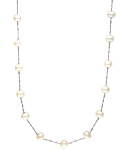 Effy Collection Effy Cultured Freshwater Pearl Station 18" Necklace In 14k Gold (5-1/2mm) In White Gold