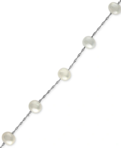 Effy Collection Effy Cultured Freshwater Pearl Station Bracelet (5-1/2-6mm) In 14k Gold (also Available In 14k White In White Gold