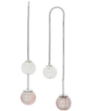 ARABELLA GRAY AND WHITE CULTURED FRESHWATER PEARL (8MM) THREADER EARRINGS IN STERLING SILVER (ALSO AVAILABLE 