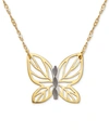 Italian Gold Butterfly 17" Pendant Necklace In 10k Gold In Yellow Gold