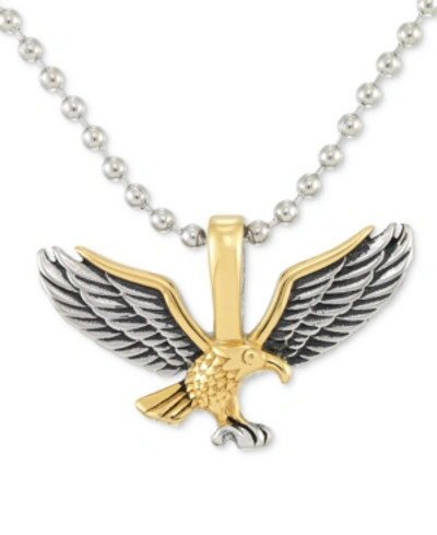 Legacy For Men By Simone I. Smith Two-tone Eagle 24" Pendant Necklace In Stainless Steel & Yellow And Black Ion-plate In Multi