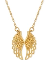 ITALIAN GOLD ANGEL WING 17" PENDANT NECKLACE IN 10K GOLD