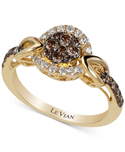 Le Vian Chocolatier Framed Clusters Diamond Ring (5/8 Ct. T.w.) In 14k Gold In Yellow Gold