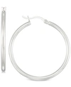 Simone I. Smith Polished Hoop Earrings In Sterling Silver In Silver