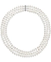 Belle De Mer Cultured Freshwater Pearl Three Layer Necklace (7-8mm) In White