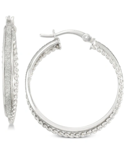 Simone I. Smith Glitter Twist Hoop Earrings In Sterling Silver