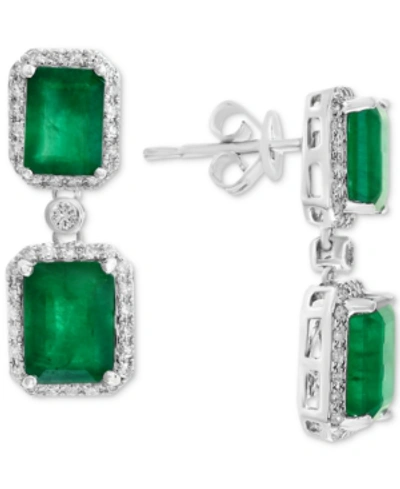 Effy Collection Effy Emerald (4-3/4 Ct. T.w.) & Diamond (3/8 Ct. T.w.) Drop Earrings In 14k White Gold Or Yellow Gol