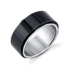 HE ROCKS BLACK AND SILVER STAINLESS STEEL RING