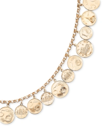 Italian Gold Euro Coin Charm Bracelet In 14k Gold Vermeil