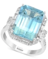 Effy Collection Effy Aquamarine (6-7/8 Ct. T.w.) & Diamond (1/2 Ct. T.w.) Ring In 14k White Gold In Aquamarine