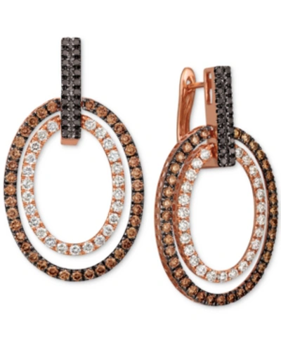 Le Vian Chocolate Layer Cake Blackberry Diamonds, Chocolate Diamonds & Nude Diamonds Hoop Earrings (3 Ct. T. In Rose Gold