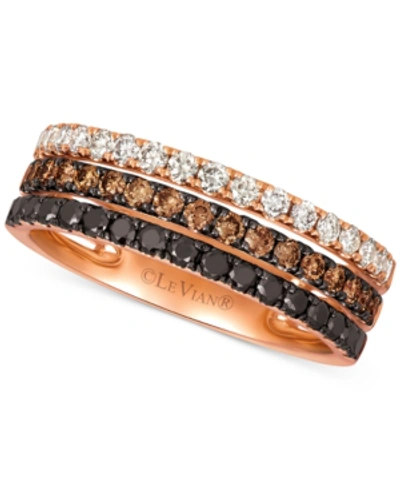 Le Vian Chocolate Layer Cake Blackberry Diamonds, Chocolate Diamonds & Nude Diamonds Statement Ring (7/8 Ct. In Rose Gold