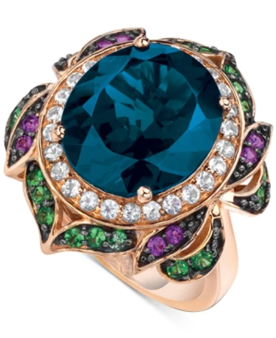Le Vian Crazy Collection Garnet (7-5/8 Ct. T.w.) And Multi-stone Round Flower Ring In 14k Rose Gold (also Av In London Blue Topaz