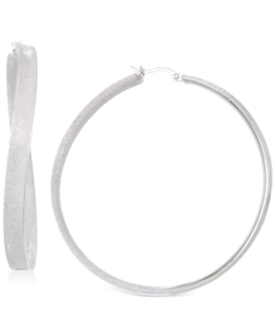 Simone I. Smith Satin-finished Hoop Earrings In Platinum Over Sterling Silver