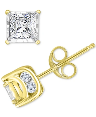 Trumiracle Diamond Princess Stud Earrings (3/4 Ct. T.w.) In 14k White Gold, Gold Or Rose Gold In Yellow Gold